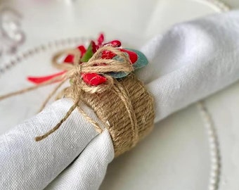 Christmas Napkin rings Christmas Tablescape Rustic napkin holder