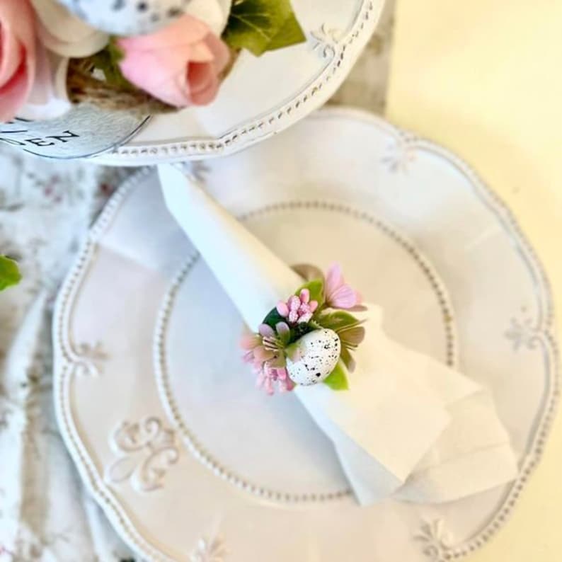 Easter Napkin Rings Floral Napkin Rings Spring Napkin Rings Etsy