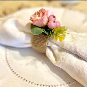 Pink Floral napkin rings Rustic Napkin Rings Wedding napkin rings Easter napkin rings