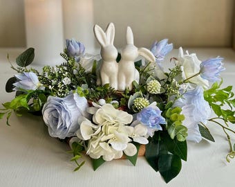 Easter bunny centerpiece Spring flower arrangements Easter centerpiece for table