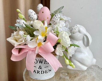 Easter centerpiece Easter flower arrangement Easter flower pot