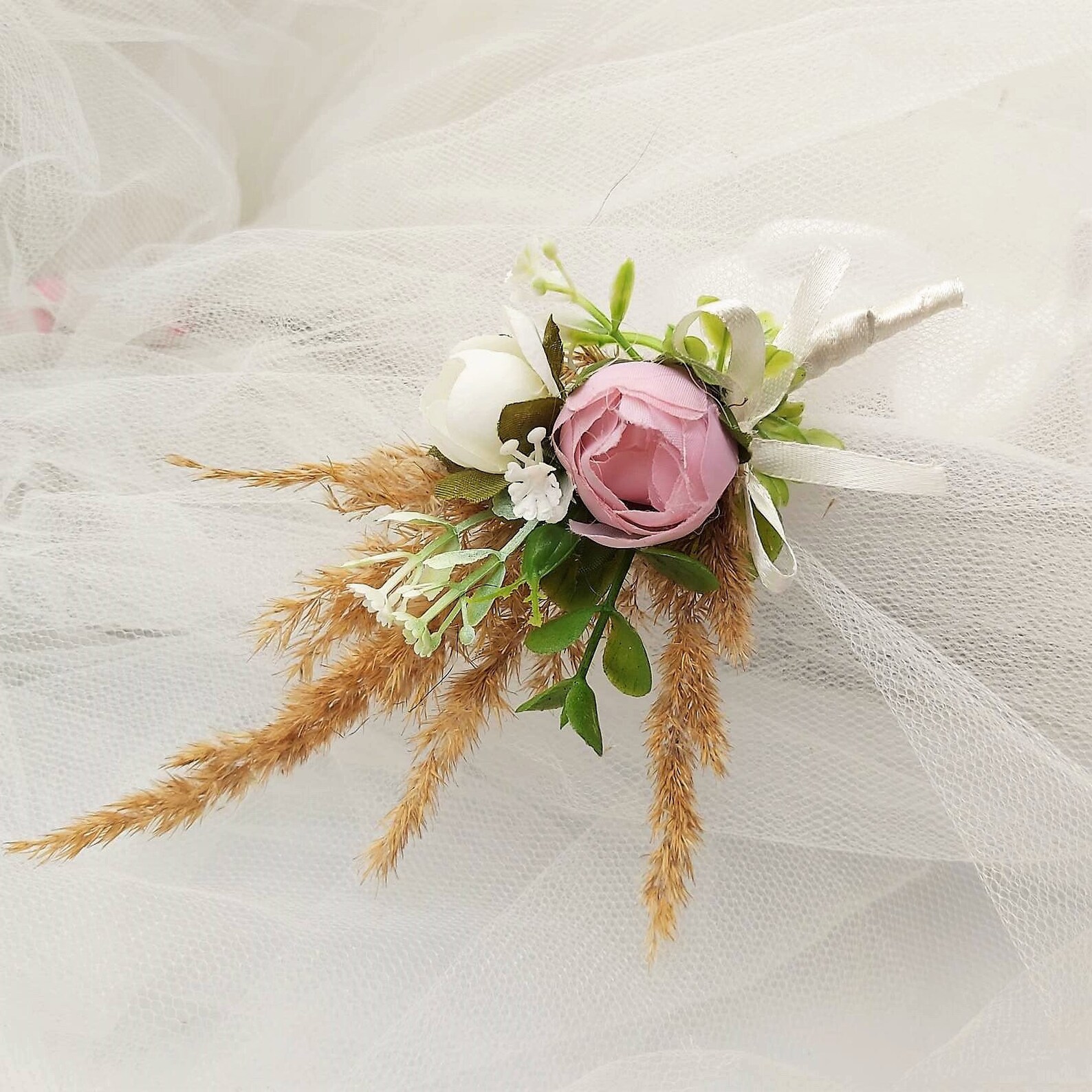 Pampas Grass Boutonniere for Men Winter Boutonniere Etsy