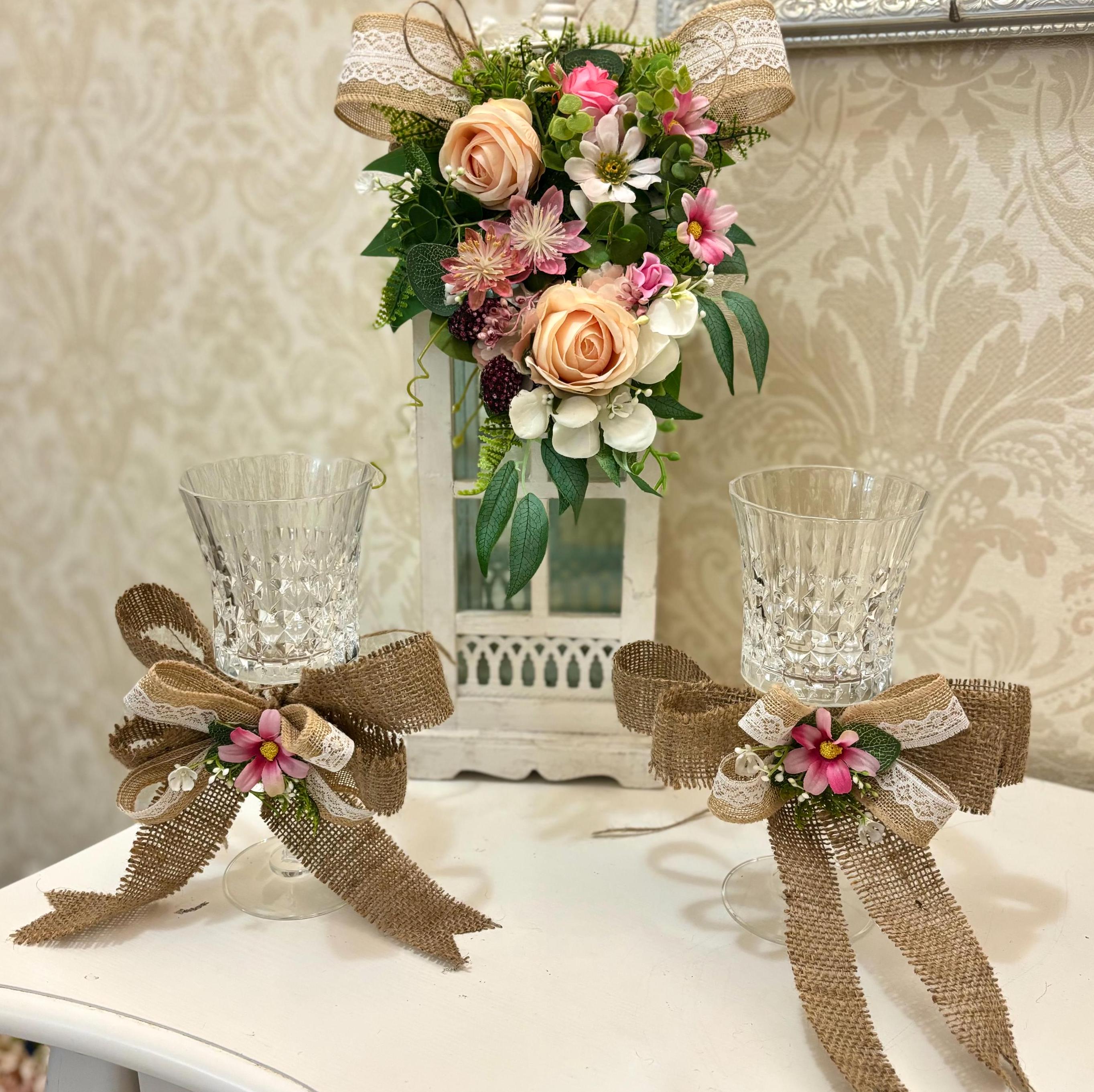 Summer mini bow Swag Summer lantern bow  Burlap bow lantern