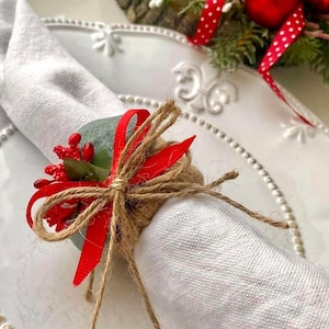Winter napkin rings  Red napkin rings Napkin rings set of 6