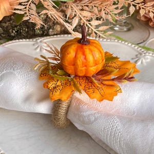 Pumkin napking ring Holiday napkin rings Fall napkin ring