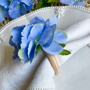 Elegant Blue Hydrangea Napkin Rings Wedding Table Charm
