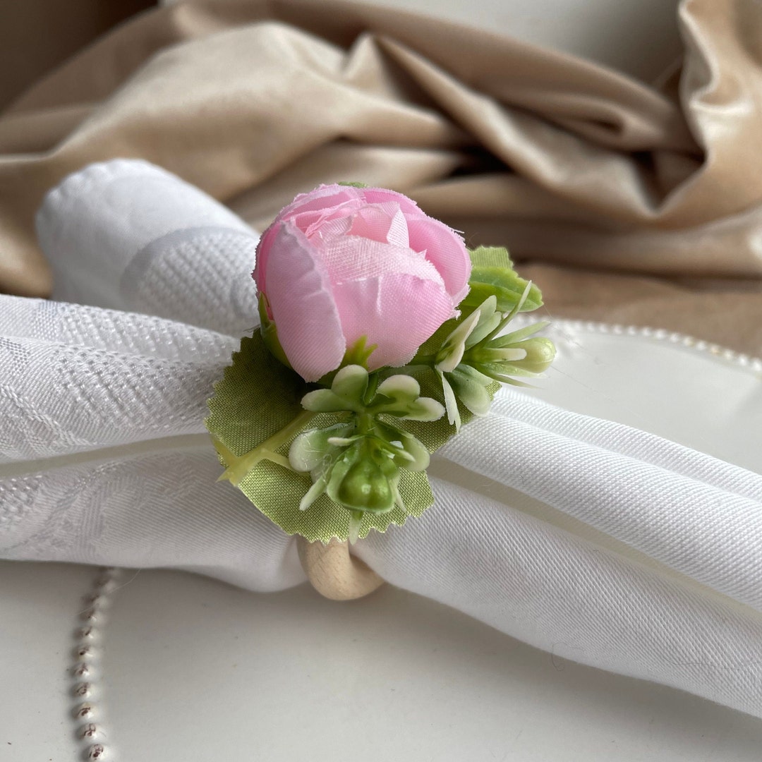 Pink Floral Napkin Rings Wedding Napkin Rings Rustic Napkin Rings - Etsy