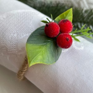 Red Christmas Napkin rings Winter napkin holder