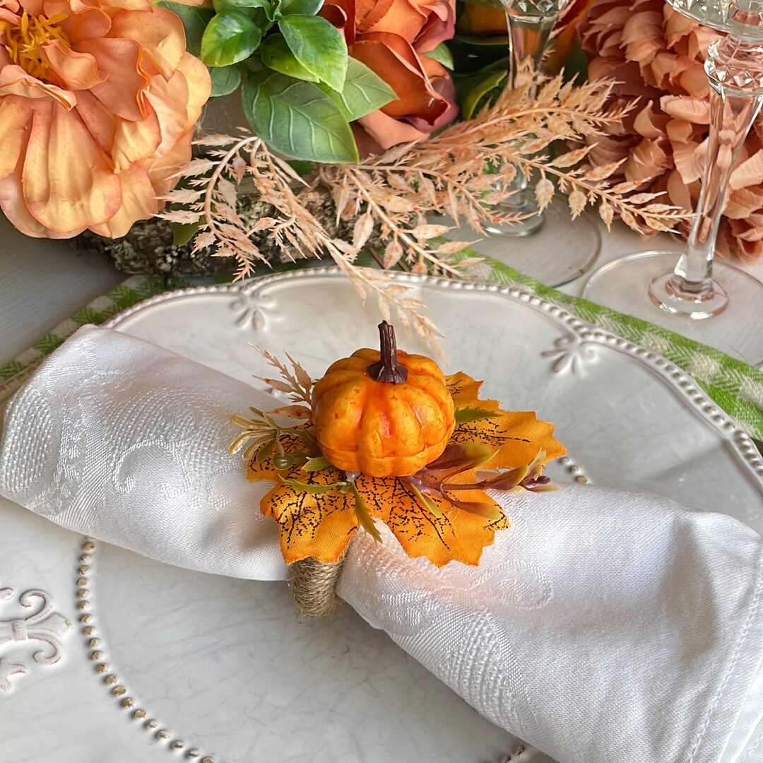 Pumkin Napking Ring Autumn Napkin Rings Thanksgiving Napkin Holder Etsy