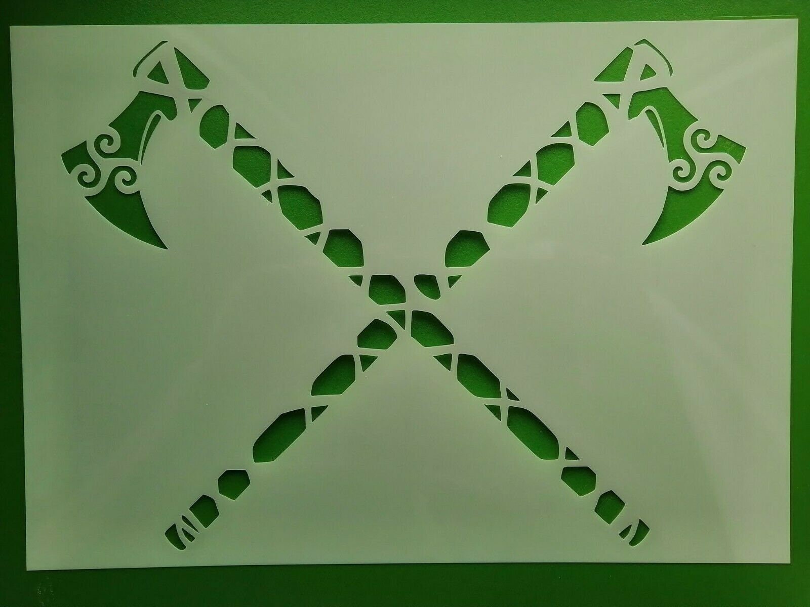 DIDACUT Norse Ragnar Pagan Viking Crossed Axes Stencil Face Mask Design