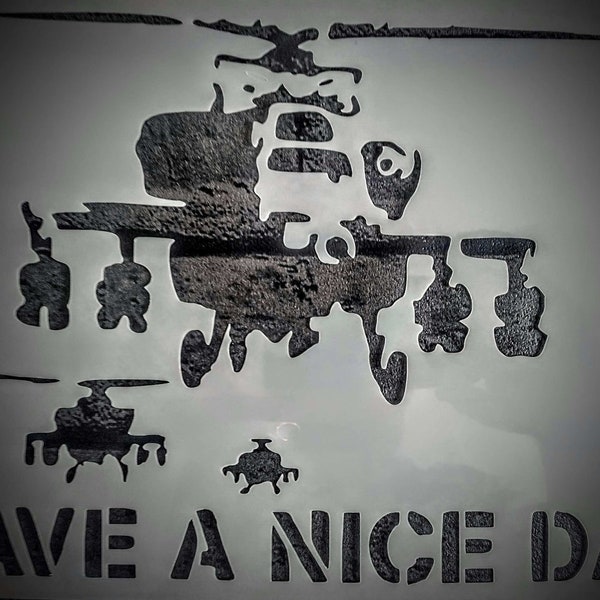 DIDACUT Banksy Friendly Helicopters Painting Stencil Graffiti Art MYLAR Sheet 190 Micron