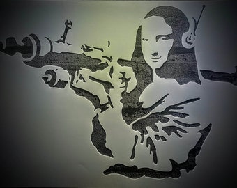 DIDACUT Mona Lisa Bazooka Rocket Launcher Painting Stencil Graffiti Art MYLAR Sheet