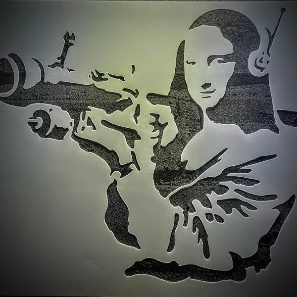 DIDACUT Mona Lisa Bazooka Raketenwerfer Malerei Schablone Graffiti Art MYLAR Sheet