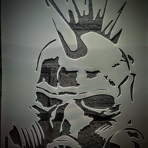 DIDACUT Mohawk Skull Gas Mask Punk Anarchy Stencil MYLAR Sheet 190 Micron Reusable