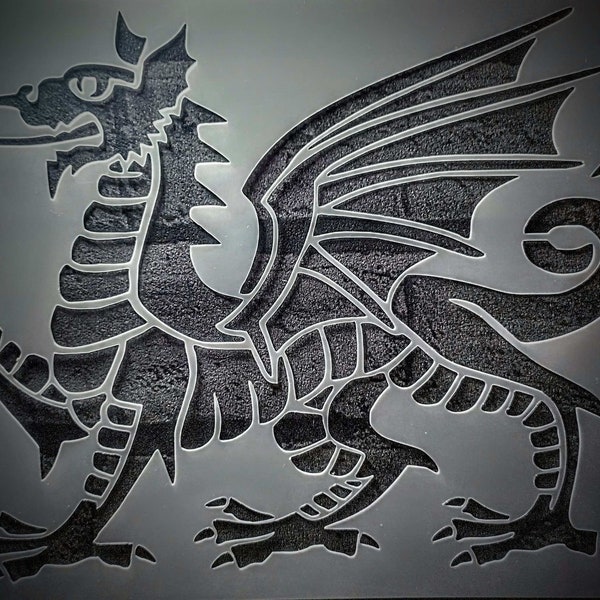 DIDACUT Red Welsh Dragon Y Ddraig Goch Stencil MYLAR Sheet 190 Micron