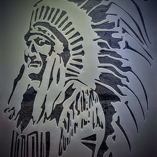 DIDACUT Native USA American Indian Chief Stencil Réutilisable 190 Micron Mylar Sheet