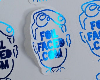 Contour Cut Personalised Logo Stickers, Cut To Design Custom Labels, Metallic Foil on White Matt Sticker Label