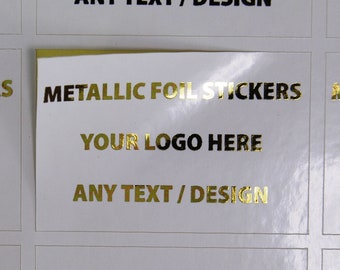 Rectangle Foil Labels, Custom Business Stickers, Logo Packaging, Branding, Gold, Silver, Multiple Sizes,  White Gloss Finish