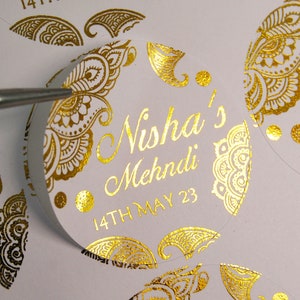 Gold personalised wedding stickers envelope Label Gold circles invitation x  100