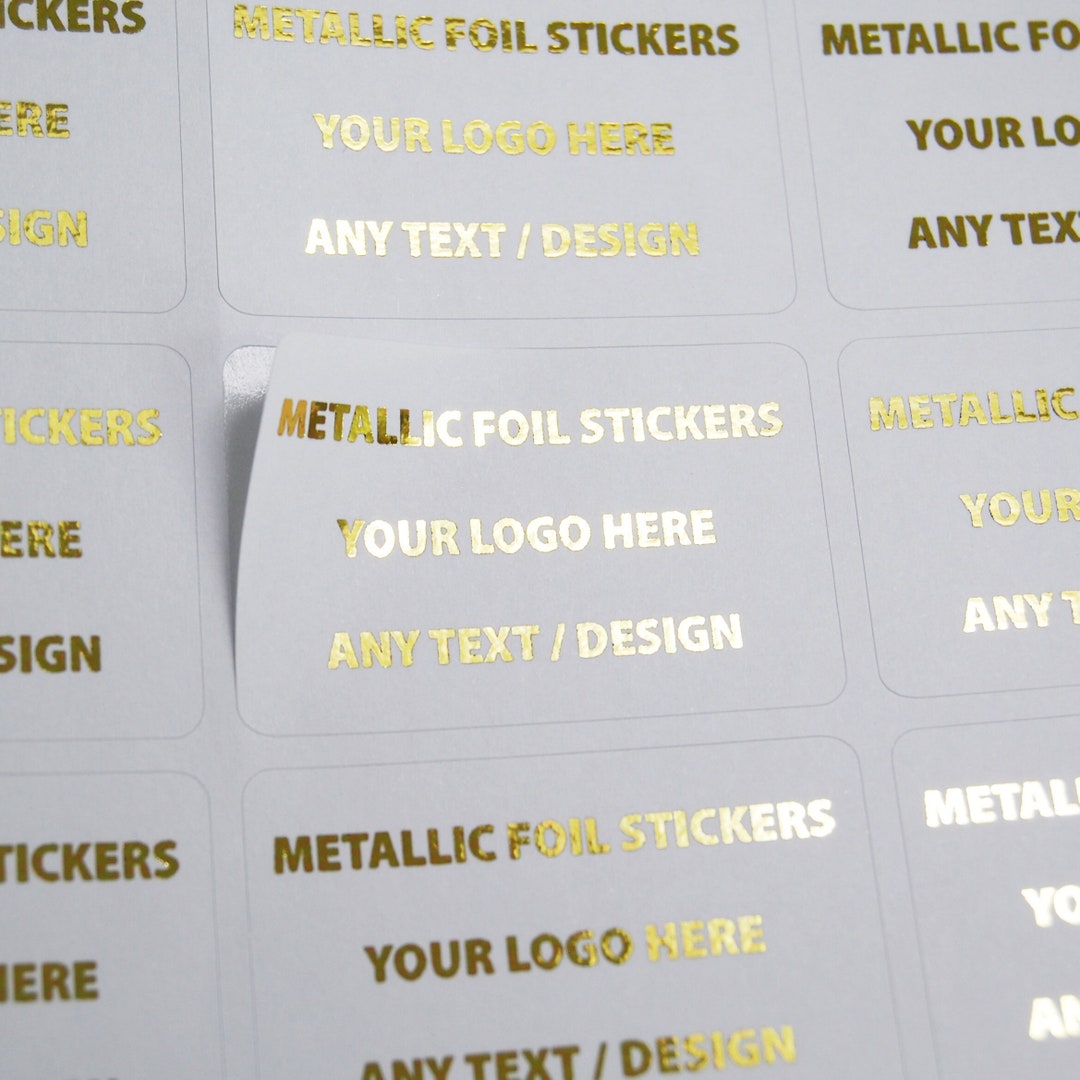 White Matte Paper Logo Stickers | Custom Curved Rectangle Foil Label ...