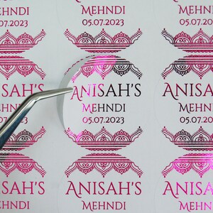 Pegatinas Personalizadas De Boda Con Forma De Corazón - Diseño Mehndi, Dholki Y Henna, Ideales Para Invitaciones Y Decoración (Goldstar)