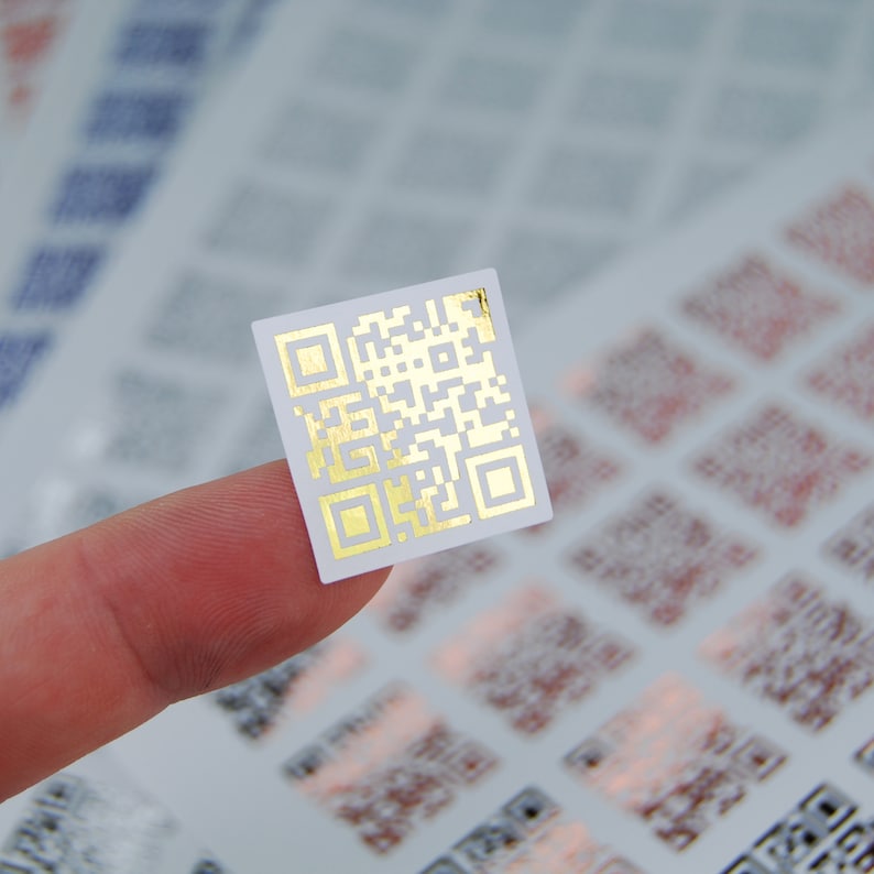 Metallic QR Code Stickers Custom QR Code Barcode Sticky Foil Etsy