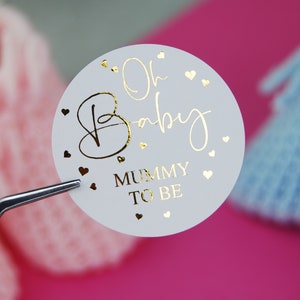 Oh Baby Stickers. Personalised Baby Shower Labels for Party Bags. Custom Baby Shower Favour Labels. Boys or Girls in Pink & Blue. image 8