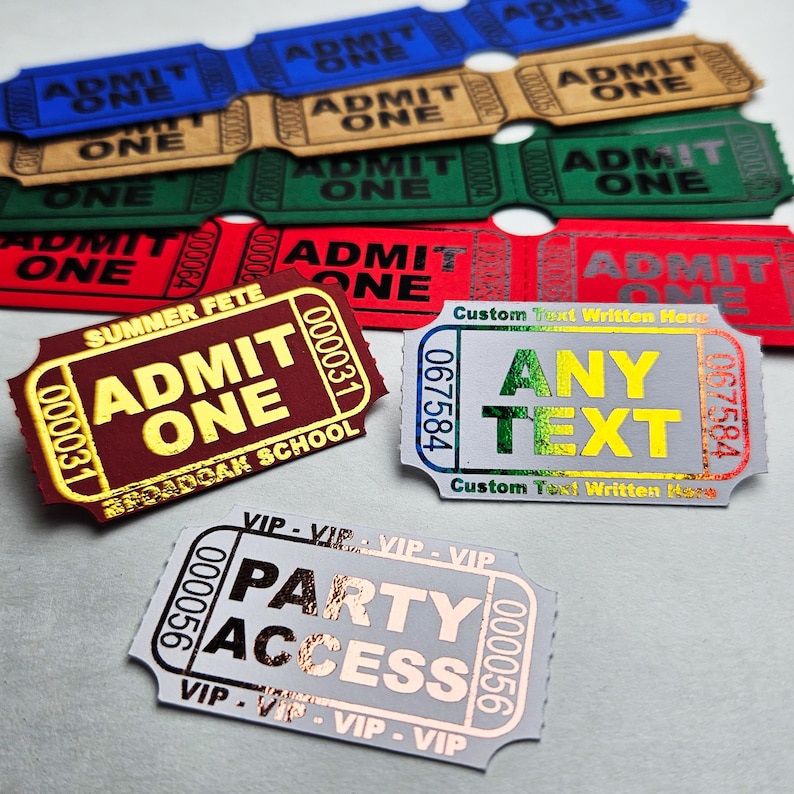 Small Tickets 80 Small Custom Numbered Tickets, Admit One Token Stubs, Perforated ...