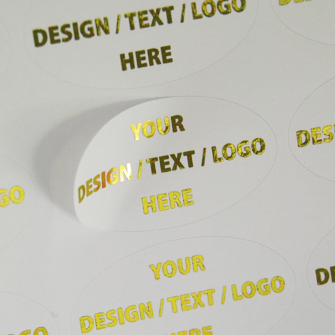 Custom Logo Oval Stickers, Luxury Metallic Foil Printed, Large or Small ...