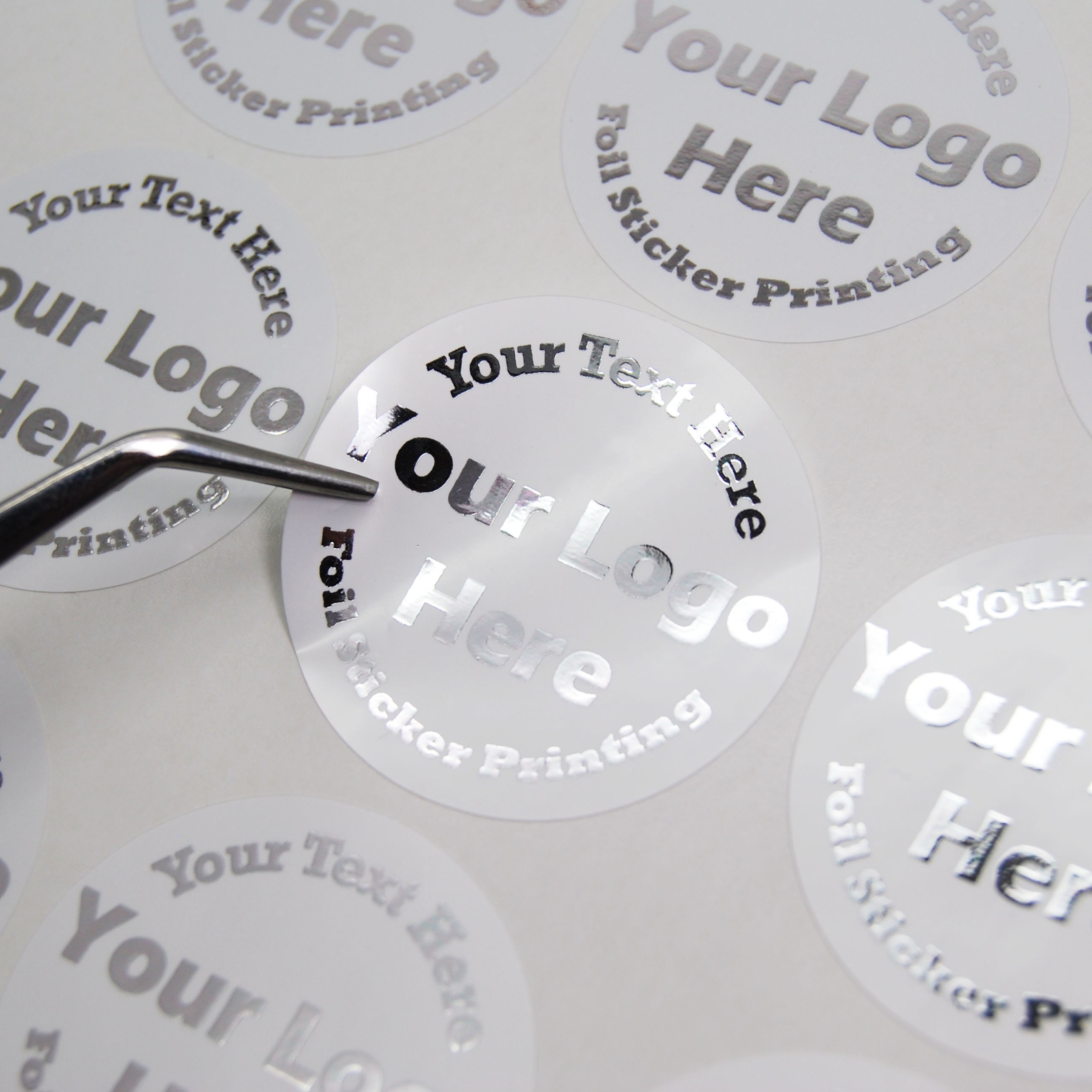 Personalised White Gloss 35mm Circle Foil Labels from £3.99
