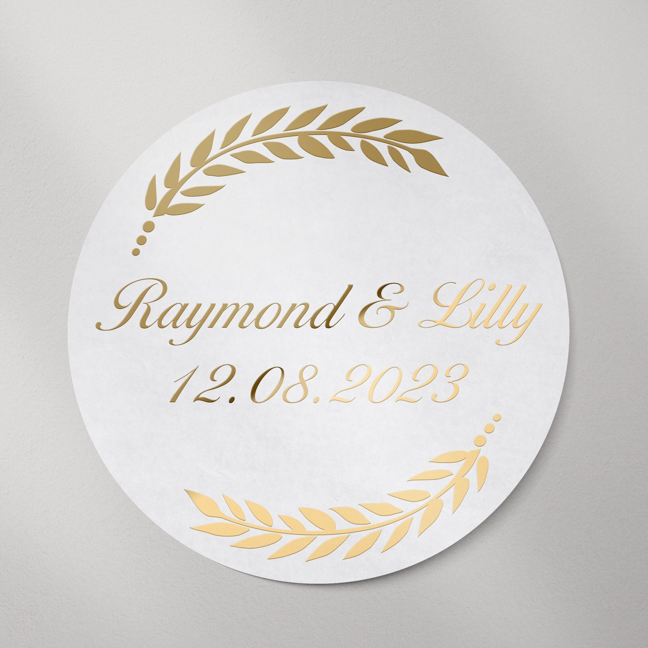  xieshang Etiquetas adhesivas personalizadas, calcomanías de boda  doradas personalizadas, etiquetas de boda de lámina de oro real, logotipo  personalizado, regalo personalizado (2.0 in) : Productos de Oficina