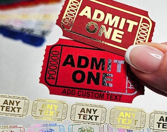 80 Small Custom Numbered Tickets, Admit One Token Stubs, Perforated Raffle Ticket Strip Chips for Party Favors and Event Supplies