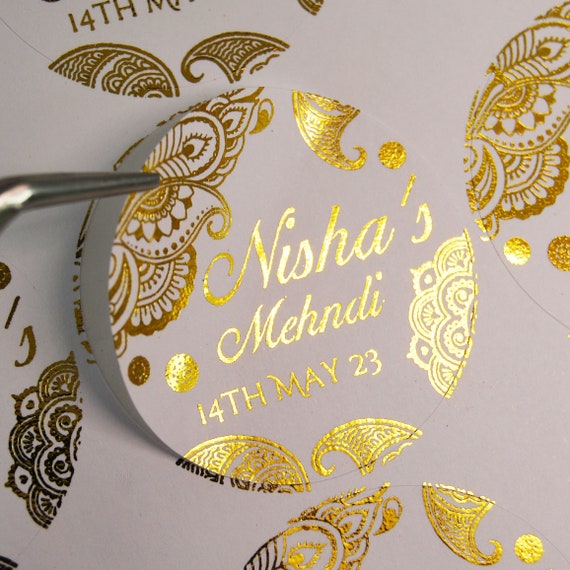 Personalised Mehndi Stickers Wedding Ki Mehndi Dholki Henna Mayun Stickers  Labels Luxury Gold Foil Stickers 