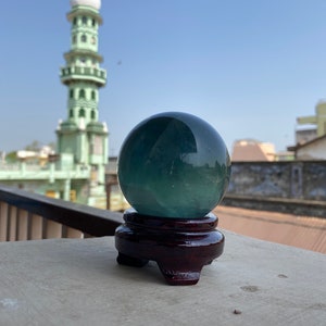 Rainbow green fluorite sphere Large size, natural stone with Awesome quality crystal