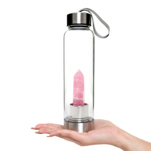 Rose Quartz Water Bottel, energized Quartz for healing, glass bottel unique item for drinking pure water