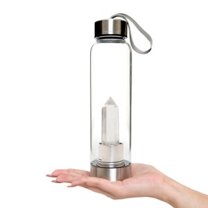 Clear Crystal Water Bottel, energized crystal for healing, glass bottel unique item for drinking pure water
