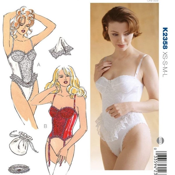 Vintage Bodysuit And Merrywidow Corset Bridal Lingerie Pattern PDF Instant Digital Download A4 Size Print At Home Bust 31.5" - 41.5"