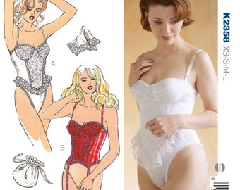 Vintage Bodysuit And Merrywidow Corset Bridal Lingerie Pattern PDF Instant Digital Download A4 Size Print At Home Bust 31.5" - 41.5"