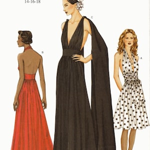 Vintage Bridal Prom Evening Dress Pattern PDF Instant Digital Download A4 And US Letter Size Print At Home Size 14,16,18 B36&quot;-40&quot;