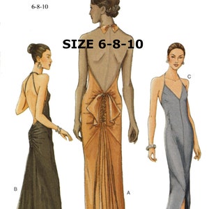 Vintage Evening Prom Atonement Style Dress Pattern PDF Digital Download A4 And US LETTER Size Print At Home Size 6-8-10 B30.5"-32.5"