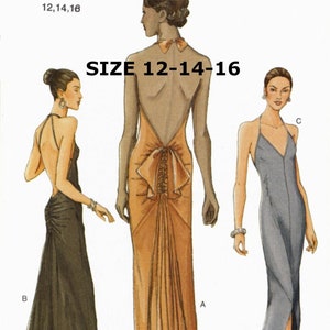 Vintage Evening Prom Atonement Style Dress Pattern PDF Digital Download A4 And US LETTER Size Print At Home Size 12, 14, 16 B34"-38"