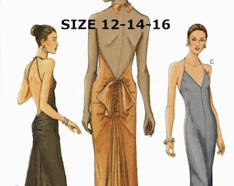 Vintage Evening Prom Atonement Style Dress Pattern PDF Digital Download A4 And US LETTER Size Print At Home Size 12, 14, 16 B34"-38"