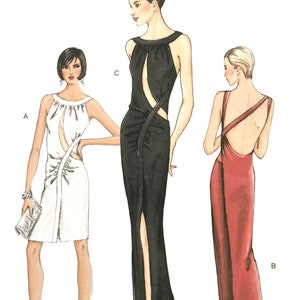 Patrón de vestido vintage de noche para cóctel Vogue 7436, descarga digital en PDF, tamaño A4 y carta de EE. UU., impresión en casa, tallas 14, 16, 18, busto de 36 a 40 pulgadas