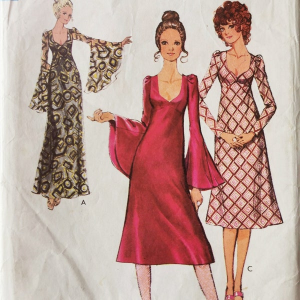 Vintage jaren 1970 stijl jurk patroon 2978 PDF Instant Digitale Download A4 formaat afdrukken thuis maat 14 buste 36"