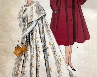 Vintage 1950s Opera, Bridal Coat Pattern PDF Instant Digital Download A4 And US LETTER Size Print At Home Size 16 Bust 36&quot;