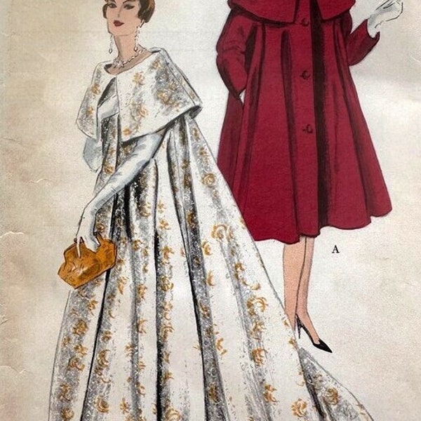 Vintage 1950s Opera, Bridal Coat Pattern PDF Instant Digital Download A4 And US LETTER Size Print At Home Size 16 Bust 36"