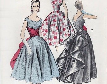 Vintage 1950s Bridal Evening Daytime Dress Pattern PDF Instant Digital Download A4 Size Print At Home B34&quot;