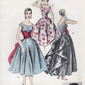 Vintage 1950s Bridal Evening Daytime Dress Pattern PDF Instant Digital Download A4 Size Print At Home B34"