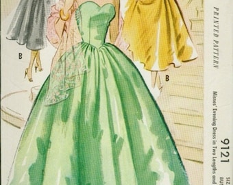 Vintage 1950s Prom Wedding Bridesmaid Dress Pattern PDF Instant Digital Download A4 And US LETTER Size Print At Home Bust 30"