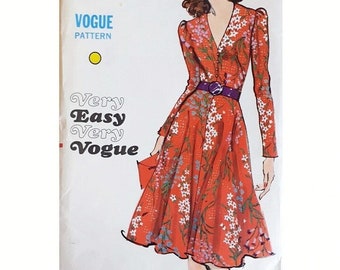 Vintage 1972 Dress Pattern PDF Instant Digital Download A4 Size Print At Home Size 10 Bust 32.5"